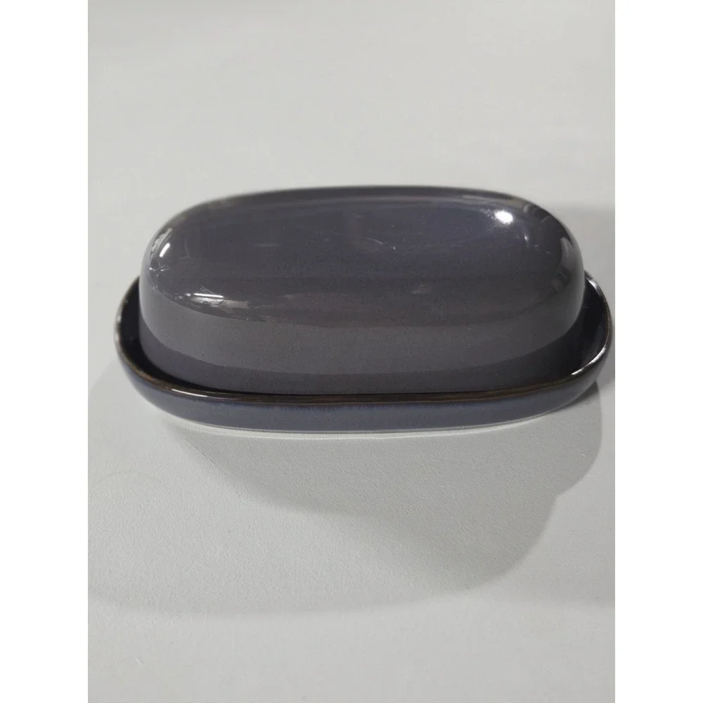 Sango STONEWARE 1/4 Lb Covered Butter Dish Eggplant Kitchen Boho Purple/Blue